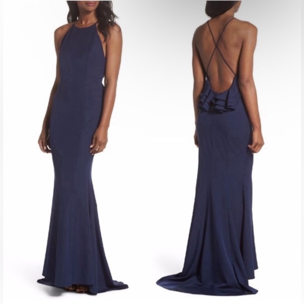 Jarlo Zoe Ruffle Back Gown